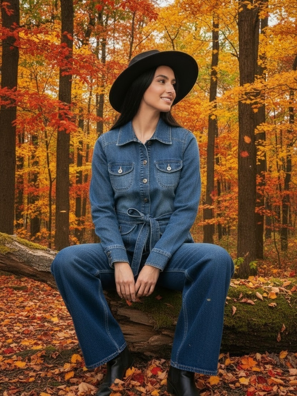Duck Head Waist Tie Denim Jacket